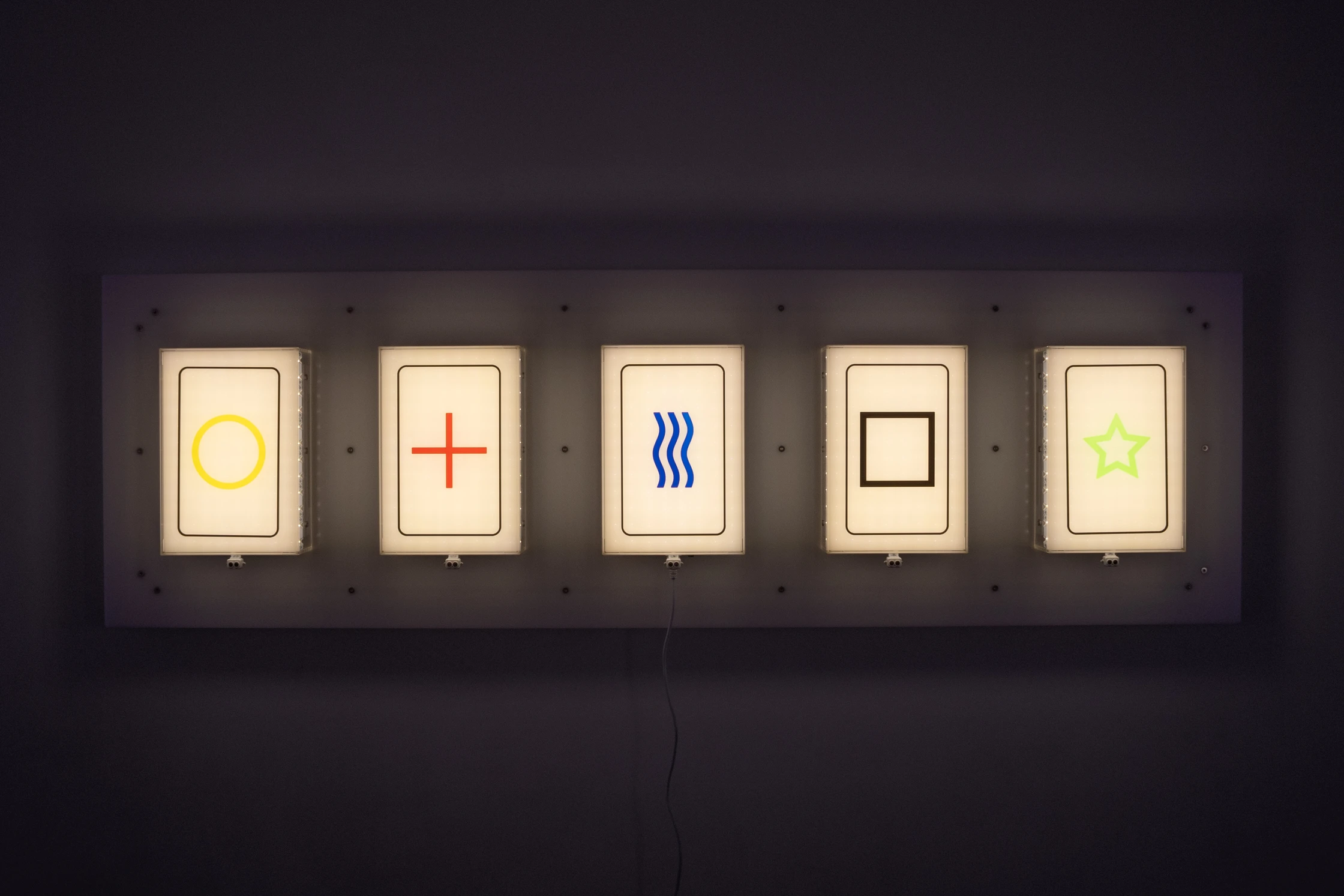 Jonathan Bruce Williams — Concentrate And Pick A Card, 2025, programmable LED lightbox