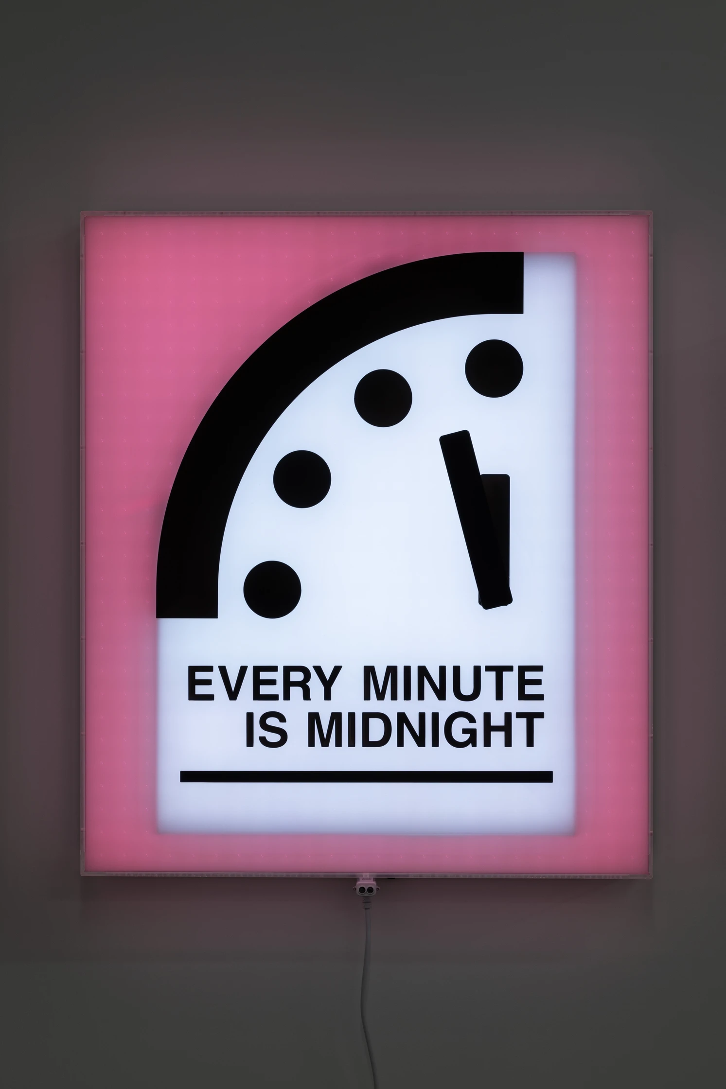 Jonathan Bruce Williams — Every Minute is Midnight, 2025, programmable LED lightbox