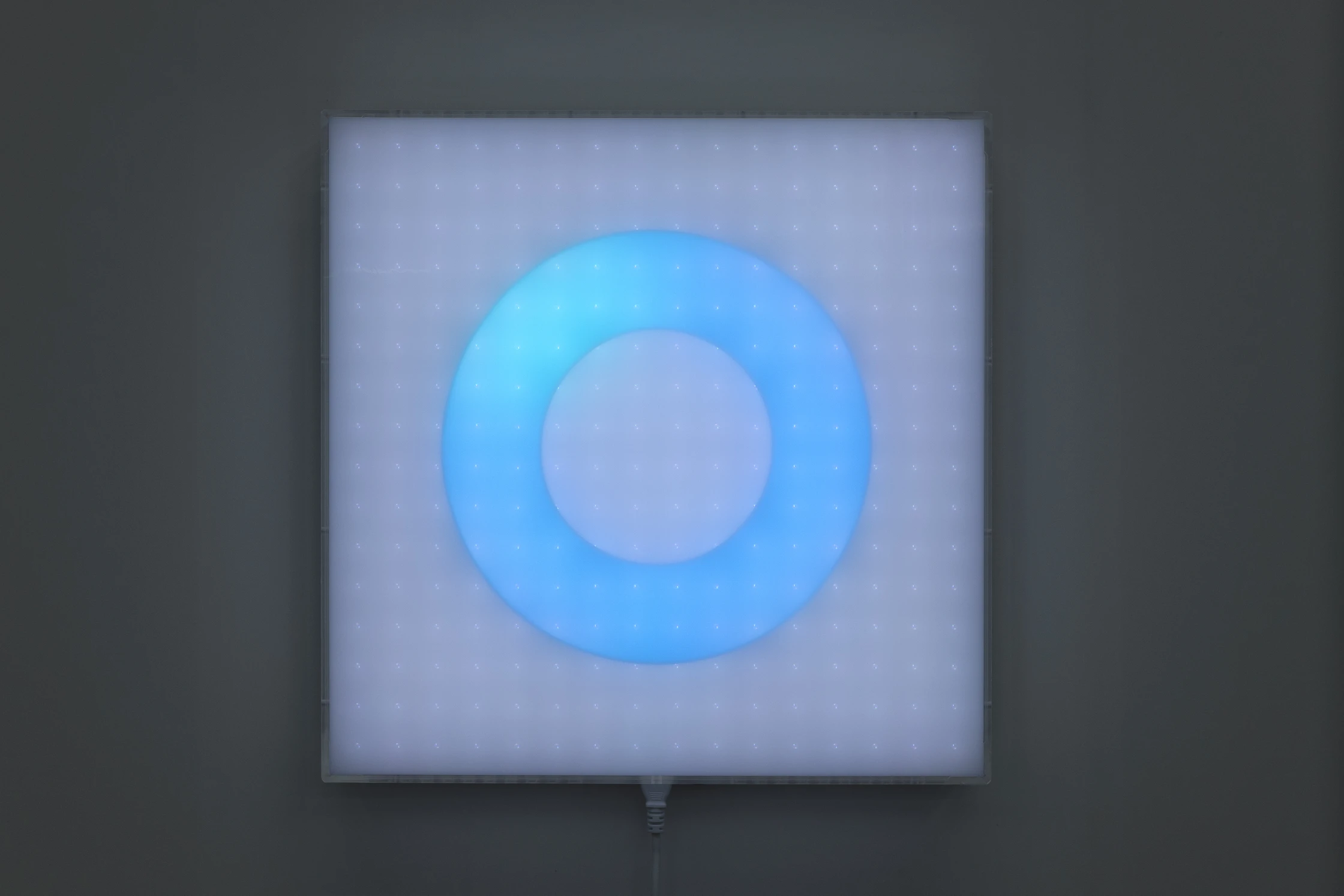 Jonathan Bruce Williams — Blue Circle of Death, 2025, programmable LED lightbox sculpture