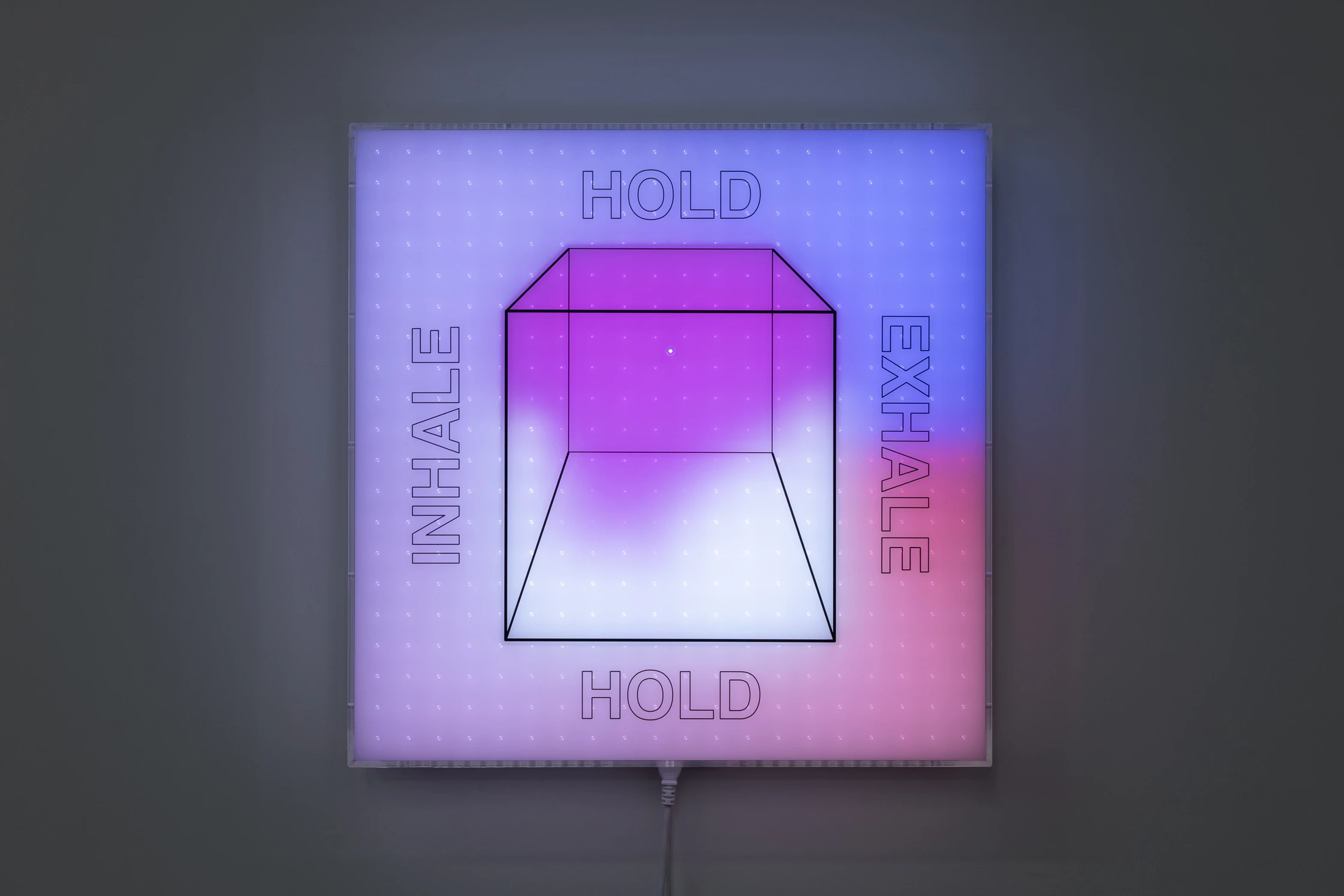 Jonathan Bruce Williams — Box Breather, 2025, programmable LED lightbox sculpture